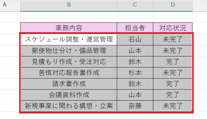 条件としたセルの範囲を選択する