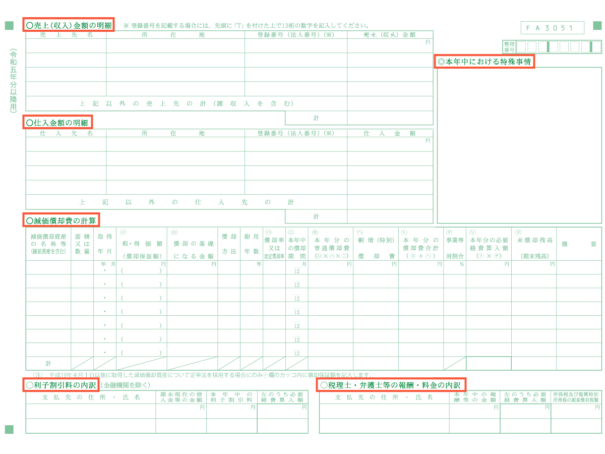 損益計算書（3枚目）のサンプル