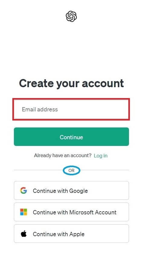 メールアドレスとパスワードを入力する画面のスクリーンショット