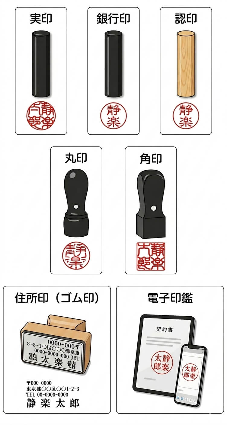 印鑑の種類を説明する図